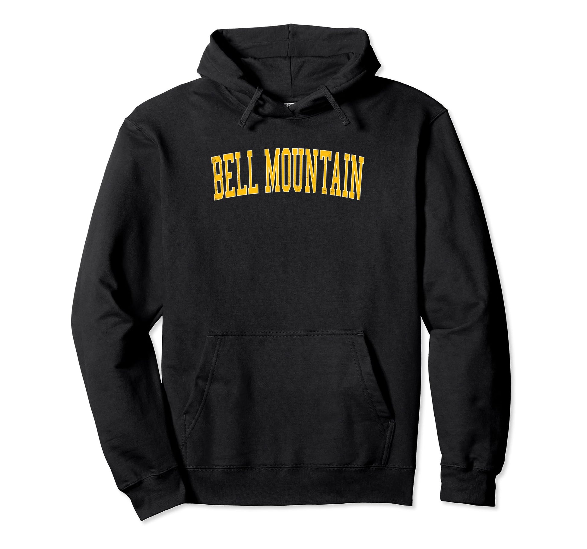 Bell Mountain Distressed Gold Varsity Hoodie - Novelty Apparel Men Women - T-Shirt, Sweatshirt, Hoodie