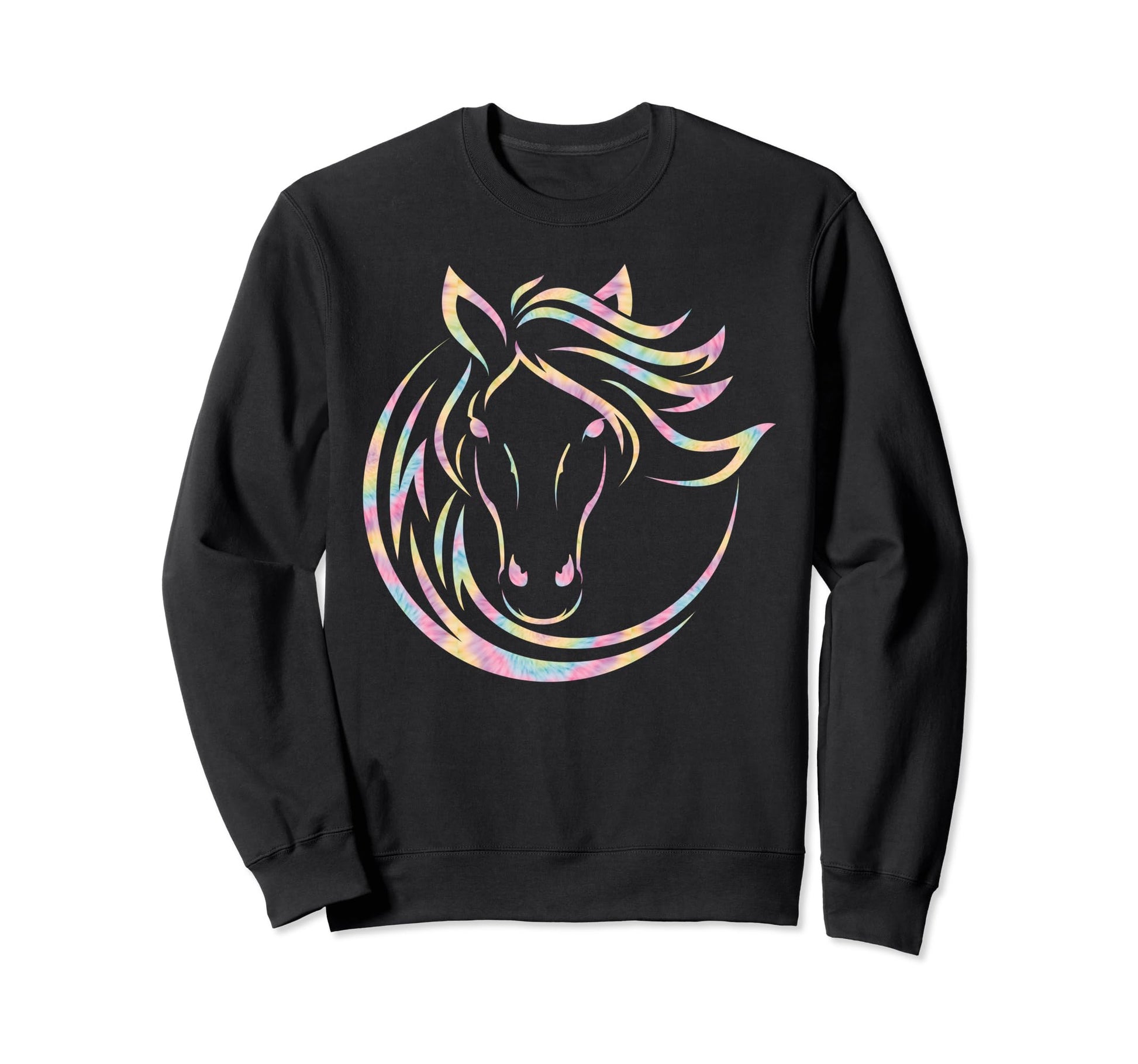 Horse Head Tie Die Boho Line Art Sweatshirt - Fun Novelty Design Unisex - T-Shirt, Sweatshirt, Hoodie