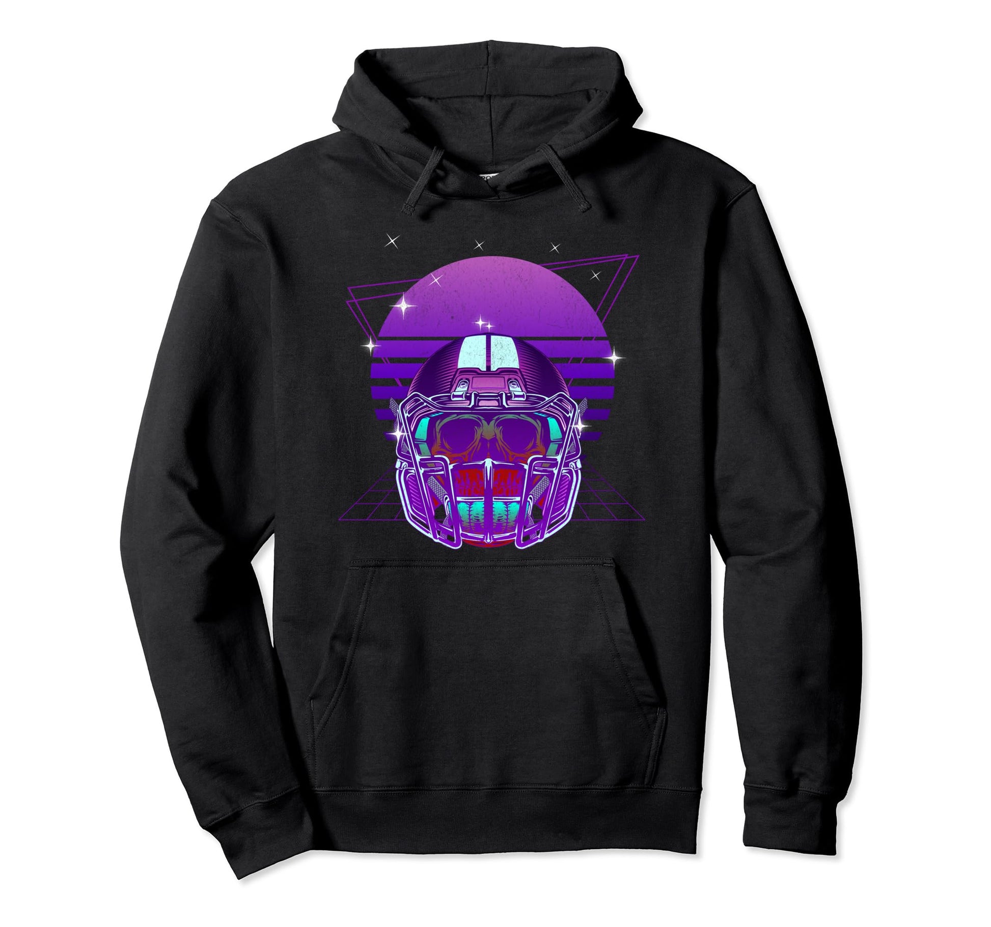 Synthwave Vaporwave Sunset Skull Hoodie - Minimalist Print for Adults - T-Shirt, Sweatshirt, Hoodie