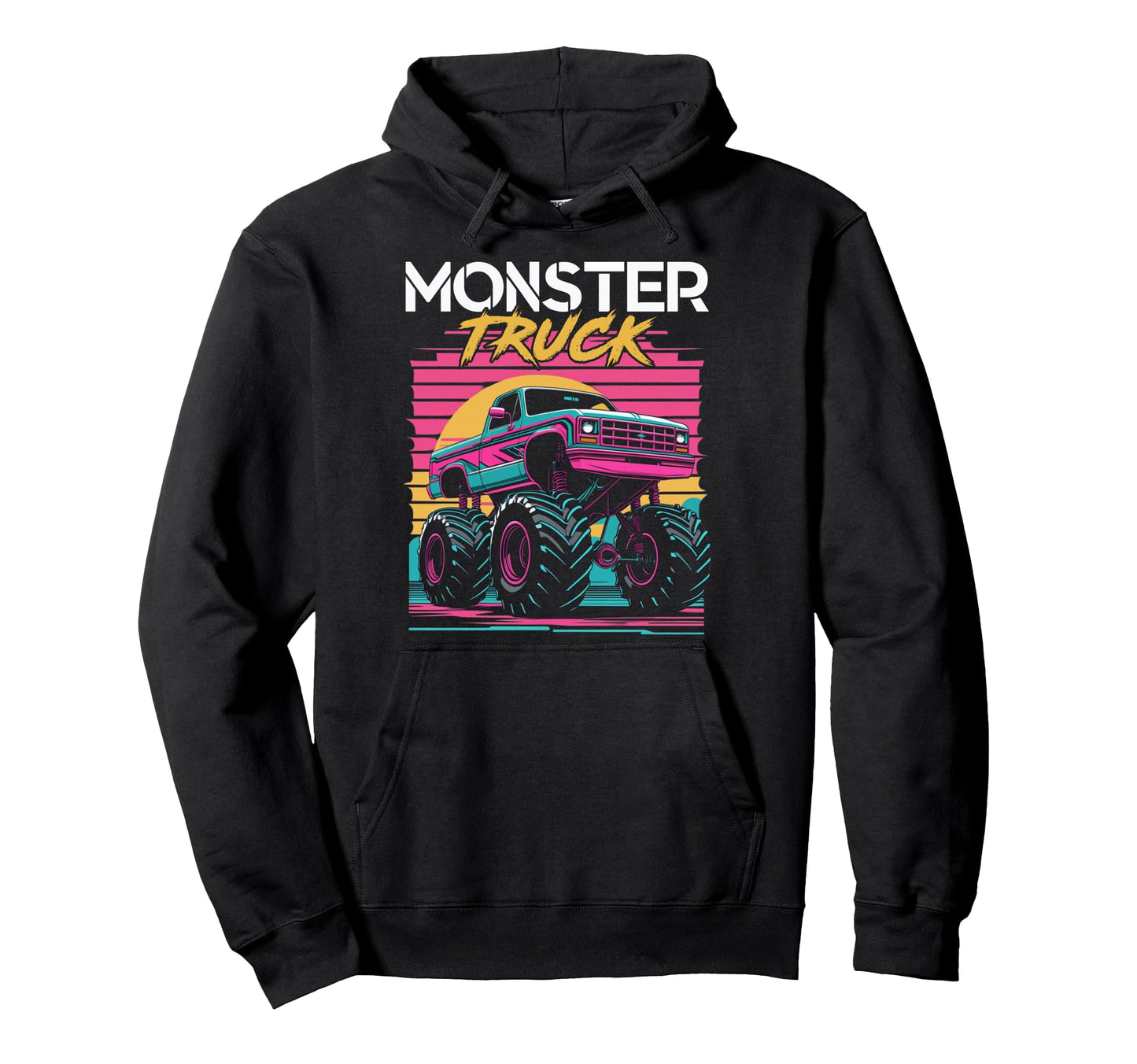 Vaporwave Aesthetic Monster Truck Hoodie - Novelty Apparel Men Women - T-Shirt, Sweatshirt, Hoodie
