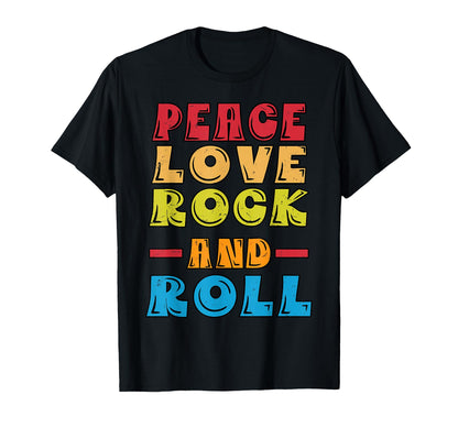 Peace Love Rock And Roll Music T-Shirt - Aesthetic Graphic for Adults - T-Shirt, Sweatshirt, Hoodie