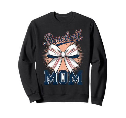 Baseball Mom Coquette Bow Sweatshirt - Aesthetic Graphic Unisex - T-Shirt, Sweatshirt, Hoodie