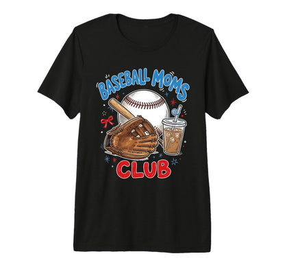 Baseball Moms Club Iced Coffee Sports T-Shirt - Graphic Print Men Women - T-Shirt, Sweatshirt, Hoodie