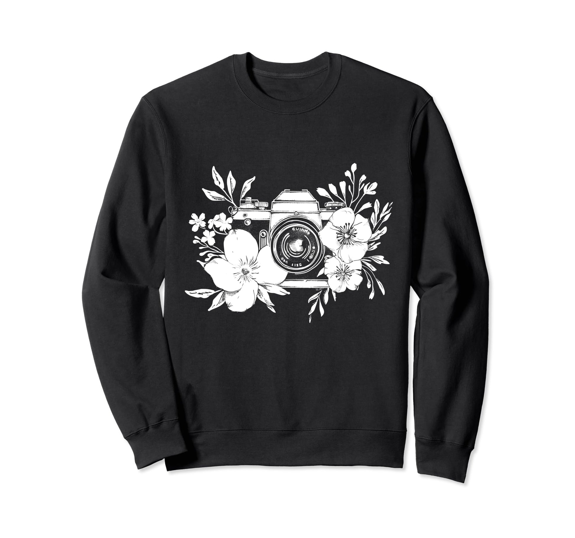 Photographer Camera Flowers Sweatshirt - Minimalist Print Men Women - T-Shirt, Sweatshirt, Hoodie