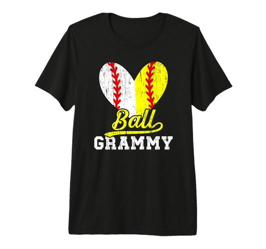 Ball Grammy Heart Baseball Softball T-Shirt - Fun Novelty Design Unisex - T-Shirt, Sweatshirt, Hoodie