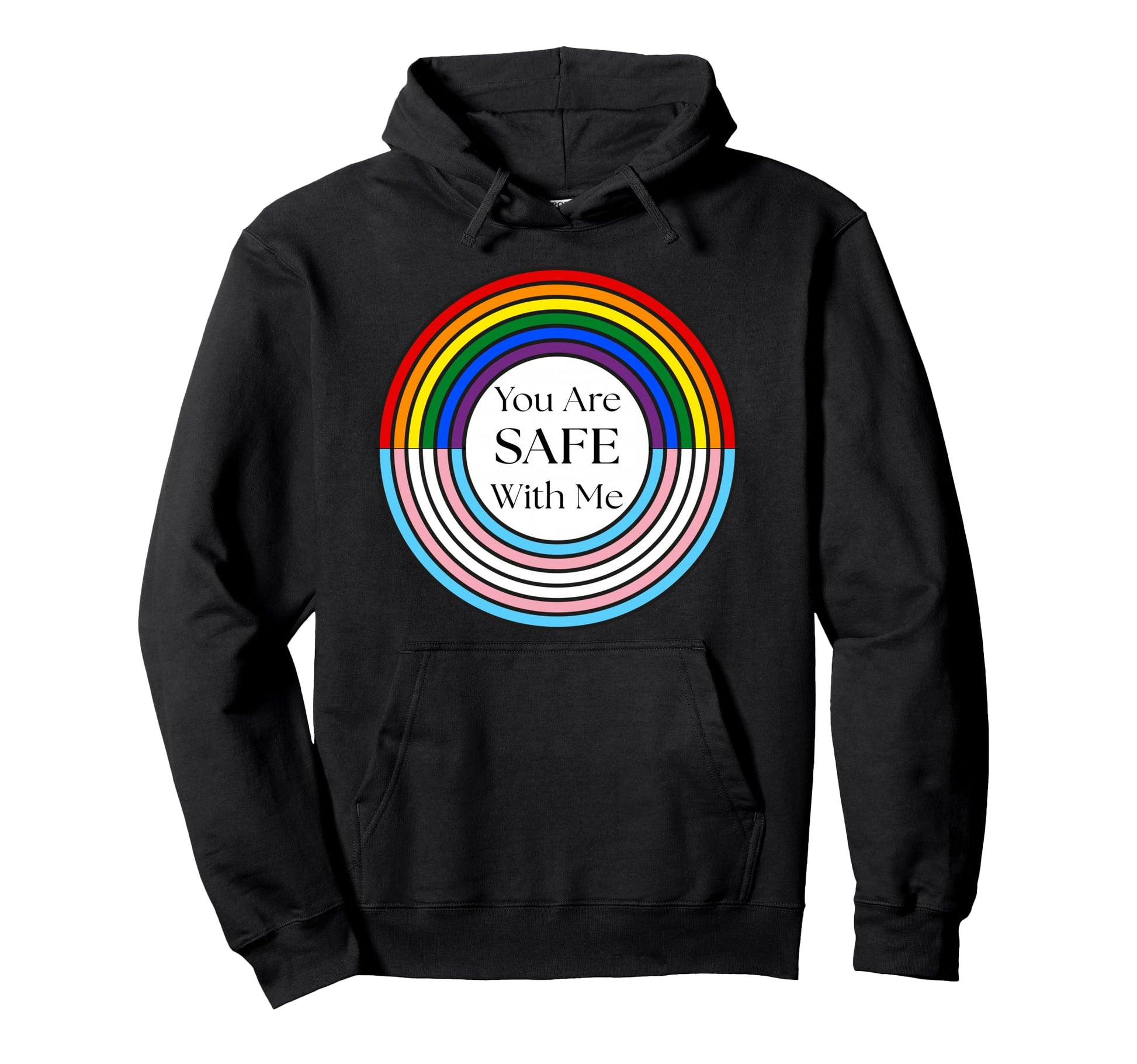 Pride Transgender Rainbow Circle Flag Hoodie - Aesthetic Graphic for Adults - T-Shirt, Sweatshirt, Hoodie