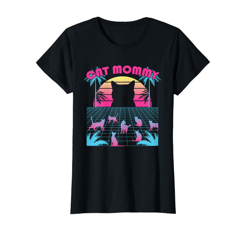 Vaporwave Sunset Palms Aesthetic Cat T-Shirt - Graphic Print for Adults - T-Shirt, Sweatshirt, Hoodie