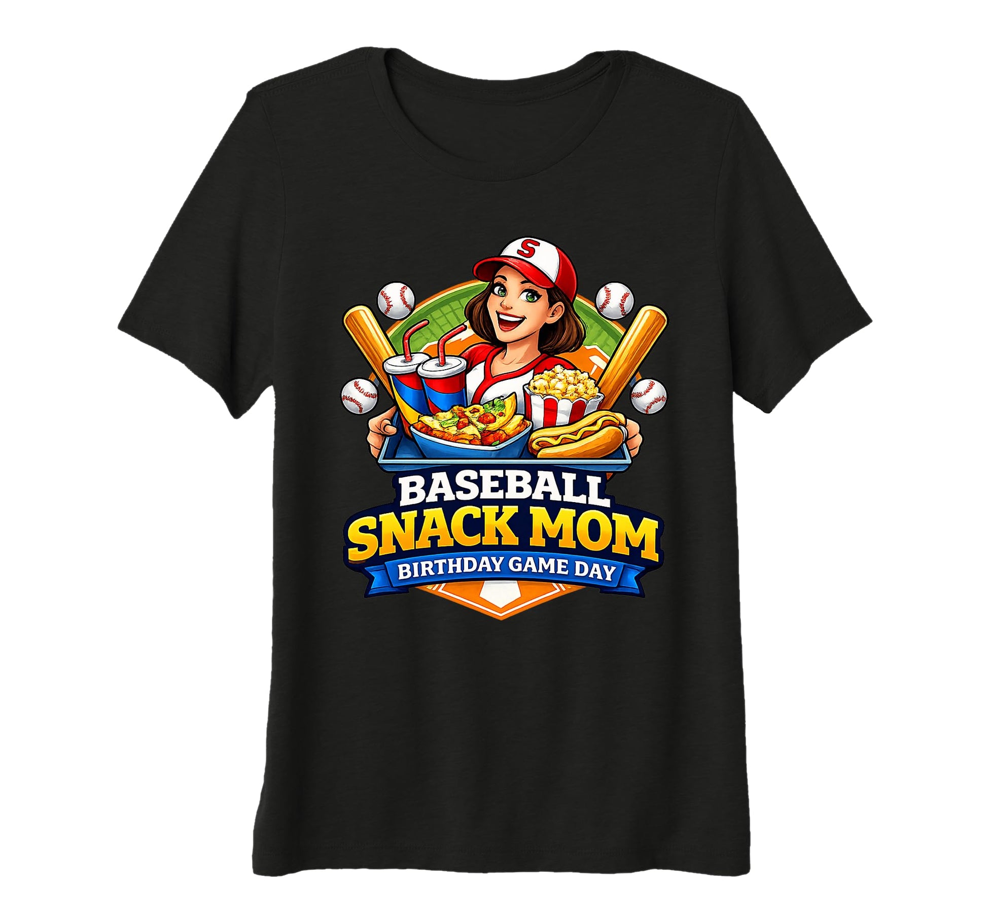 Womens Baseball Snack Mom Birthday T-Shirt - Fun Novelty Design Unisex - T-Shirt, Sweatshirt, Hoodie