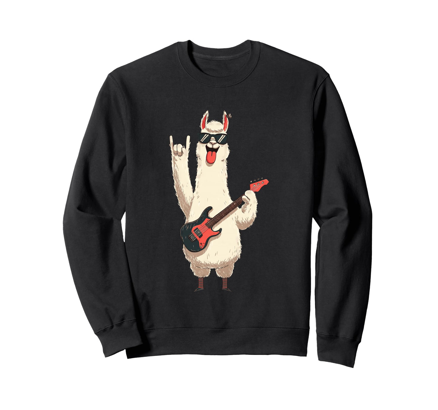 Llama Guitar Funny Animal Rockstar Sweatshirt - Novelty Apparel for Adults - T-Shirt, Sweatshirt, Hoodie