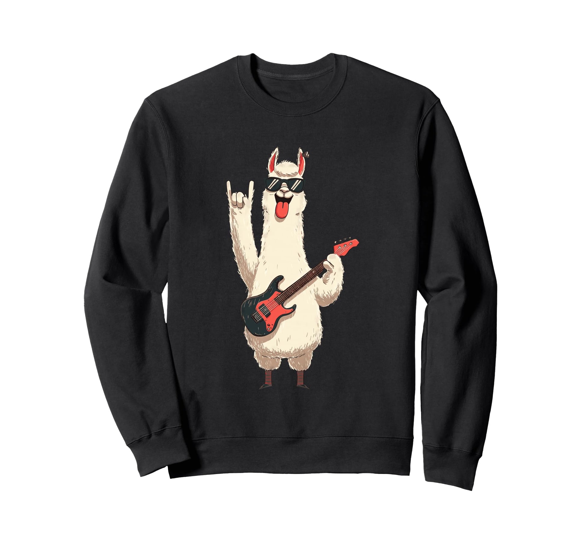 Llama Guitar Funny Animal Rockstar Sweatshirt - Novelty Apparel for Adults - T-Shirt, Sweatshirt, Hoodie