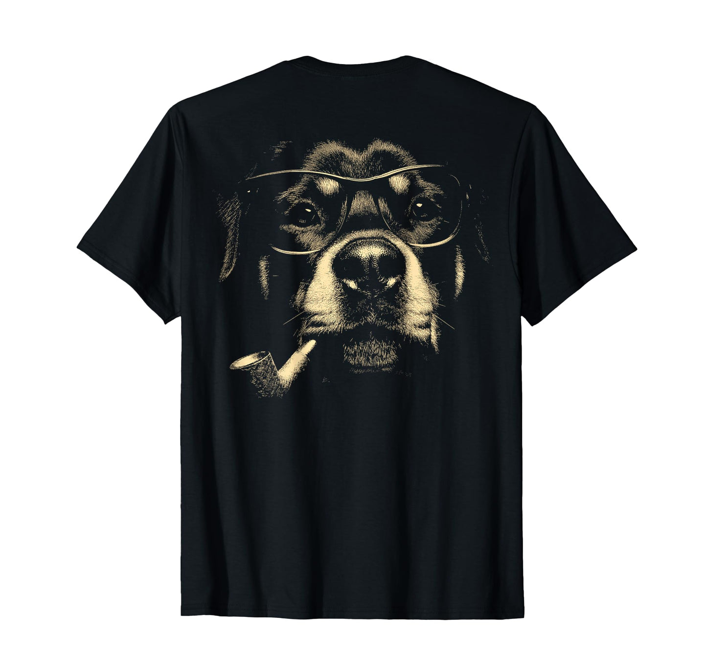 Rottweiler Glasses Smoking Pipe Grunge T-Shirt - Graphic Print for Adults - T-Shirt, Sweatshirt, Hoodie