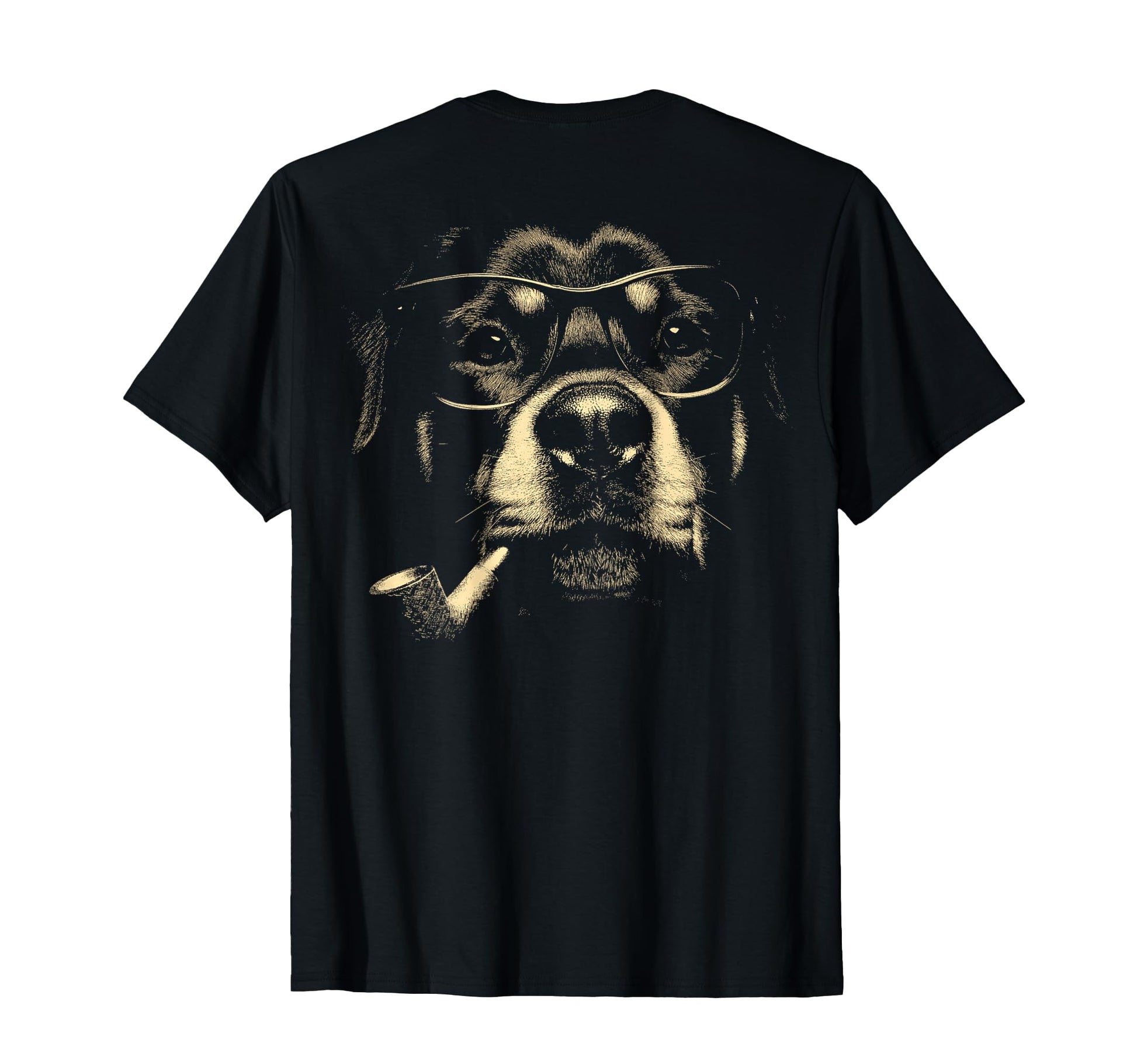 Rottweiler Glasses Smoking Pipe Grunge T-Shirt - Graphic Print for Adults - T-Shirt, Sweatshirt, Hoodie