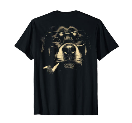 Rottweiler Glasses Smoking Pipe Grunge T-Shirt - Graphic Print for Adults - T-Shirt, Sweatshirt, Hoodie