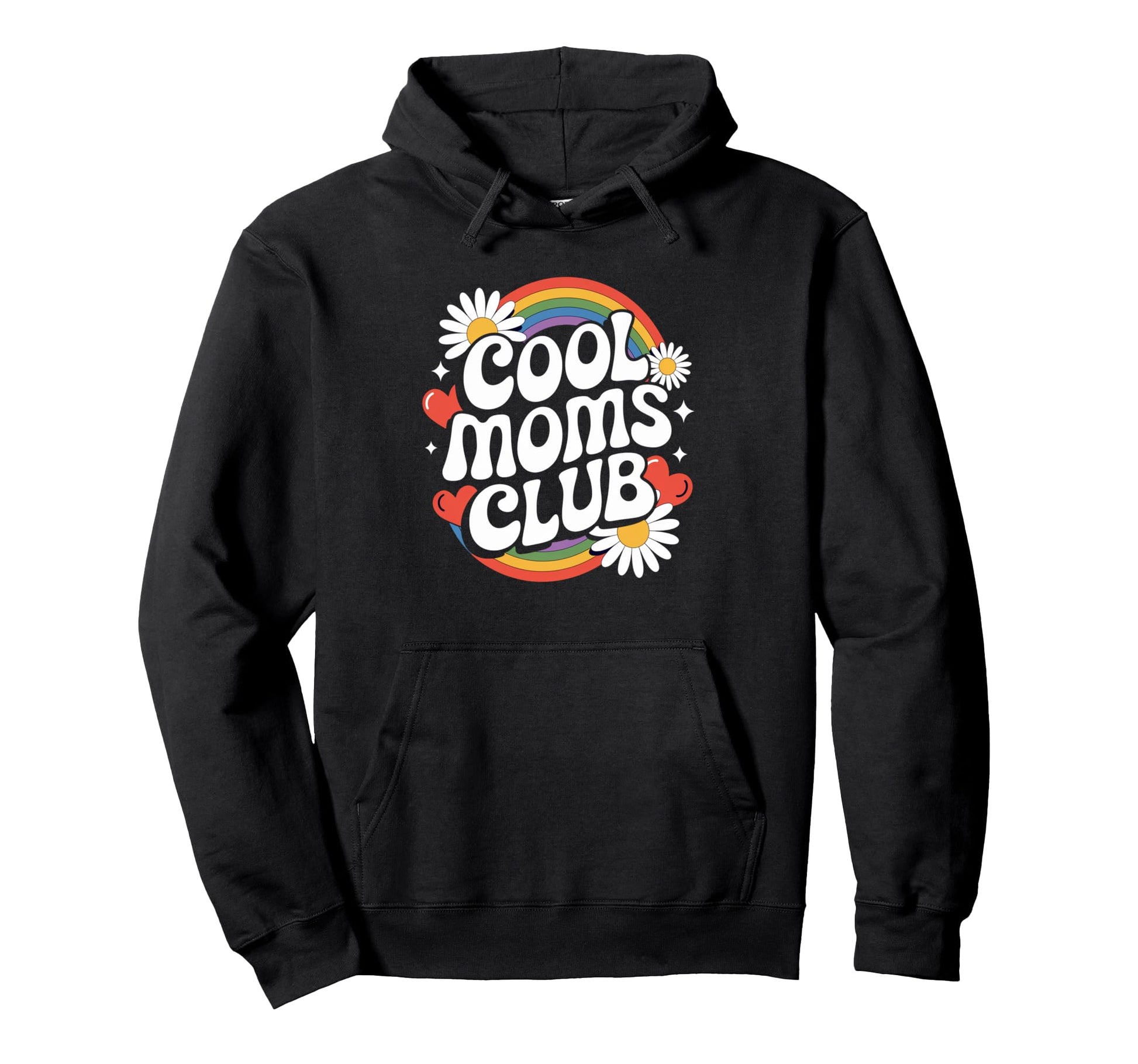 Moms Club Groovy Rainbow Funny Hoodie - Fun Novelty Design for Adults - T-Shirt, Sweatshirt, Hoodie