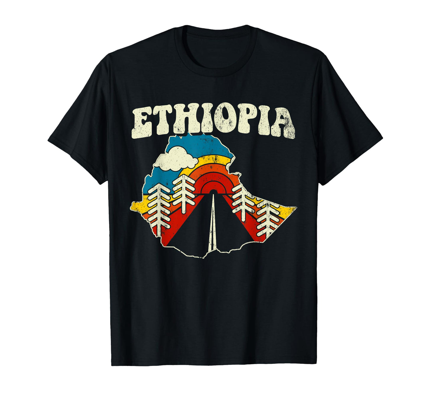Ethiopia Ethiopian Country Rainbow T-Shirt - Fun Novelty Design for Adults - T-Shirt, Sweatshirt, Hoodie