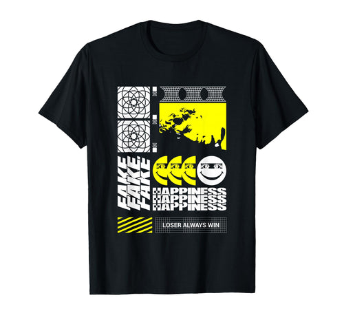 Fake Happiness Sad Aesthetic Edgy T-Shirt - Trendy Graphic for Adults - T-Shirt, Sweatshirt, Hoodie
