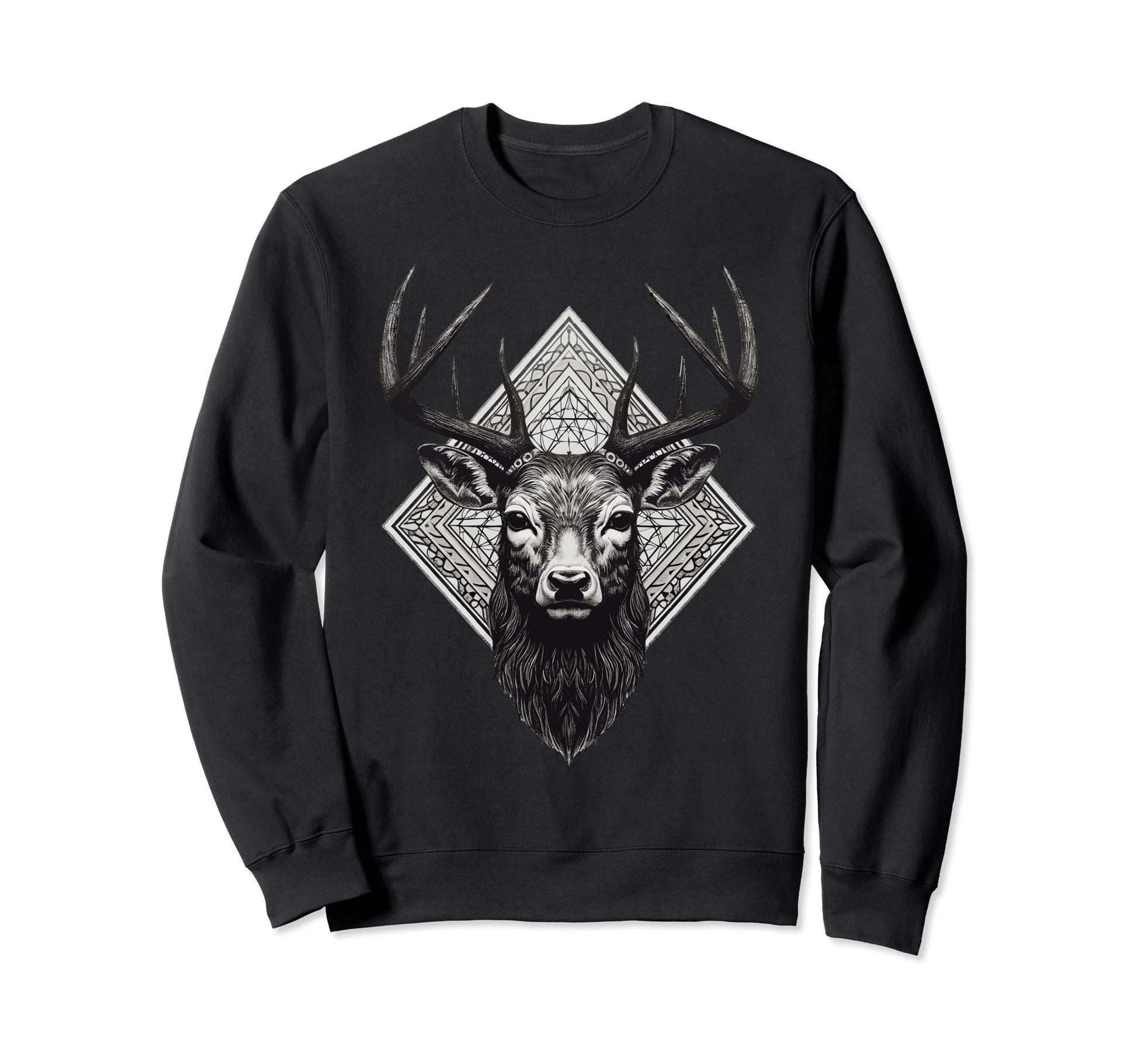 Boho Deer Head Monochromatic Sweatshirt - Fun Novelty Design for Adults - T-Shirt, Sweatshirt, Hoodie
