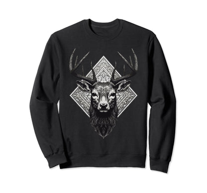 Boho Deer Head Monochromatic Sweatshirt - Fun Novelty Design for Adults - T-Shirt, Sweatshirt, Hoodie