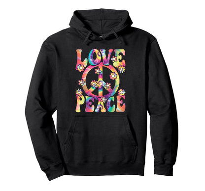 Love Peace Sign 60S 70S Hippie Costume Hoodie - Custom Art Print Unisex - T-Shirt, Sweatshirt, Hoodie