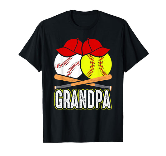 Ball Grandpa Baseball Softball T-Shirt - Custom Art Print Men Women - T-Shirt, Sweatshirt, Hoodie