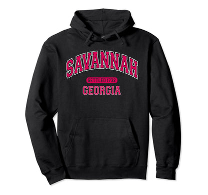 Savannah Georgia Sports Varsity Red Hoodie - Fun Novelty Design Unisex - T-Shirt, Sweatshirt, Hoodie