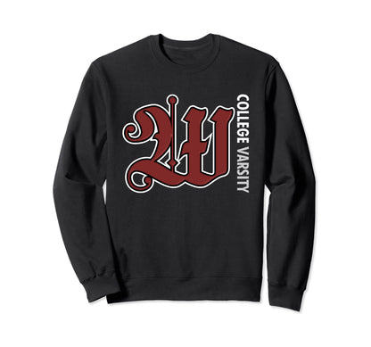 W Big Text College Varsity Sweatshirt - Novelty Apparel Men Women - T-Shirt, Sweatshirt, Hoodie