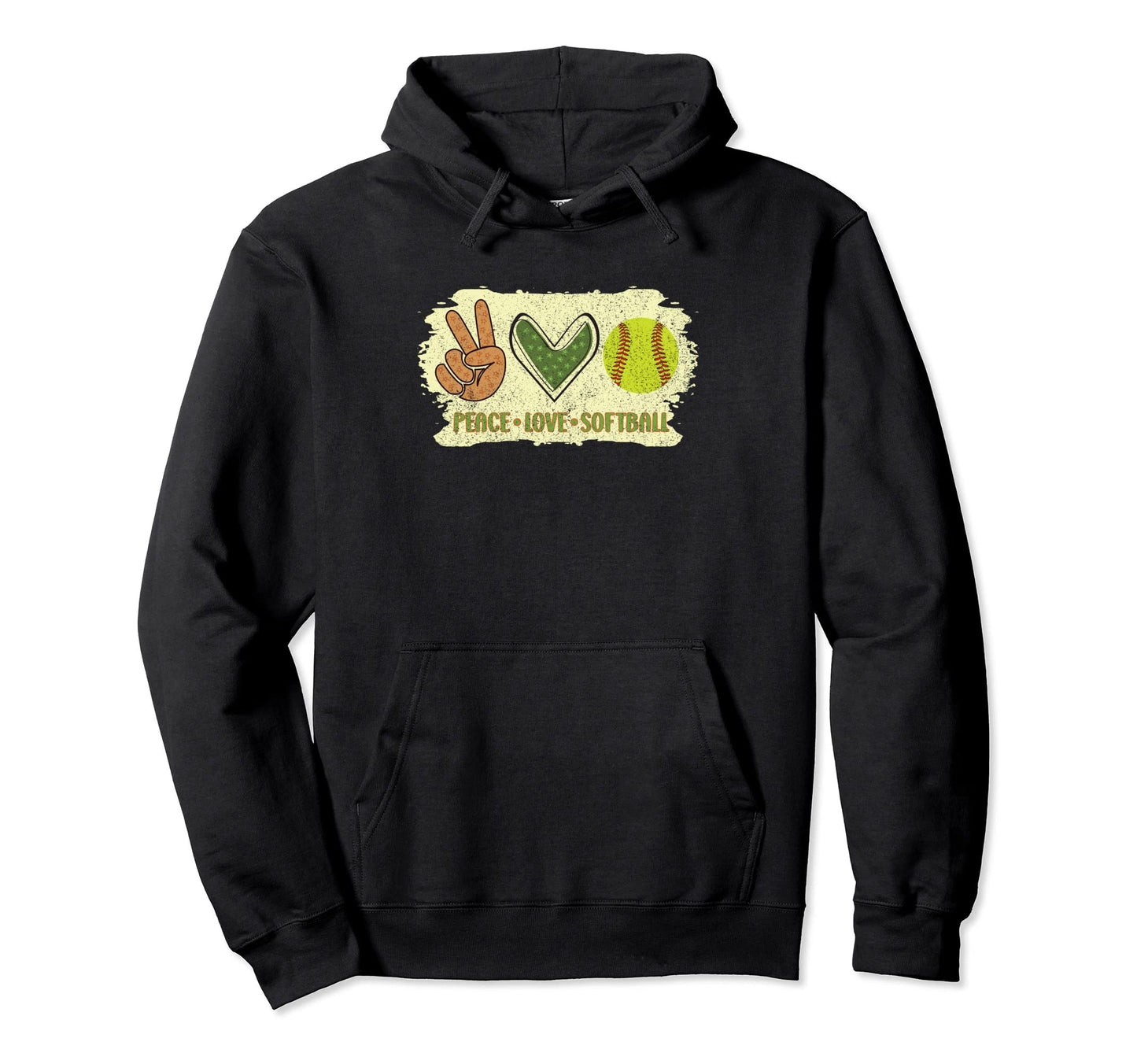 Peace Love Softball Hoodie - Trendy Graphic Men Women - T-Shirt, Sweatshirt, Hoodie