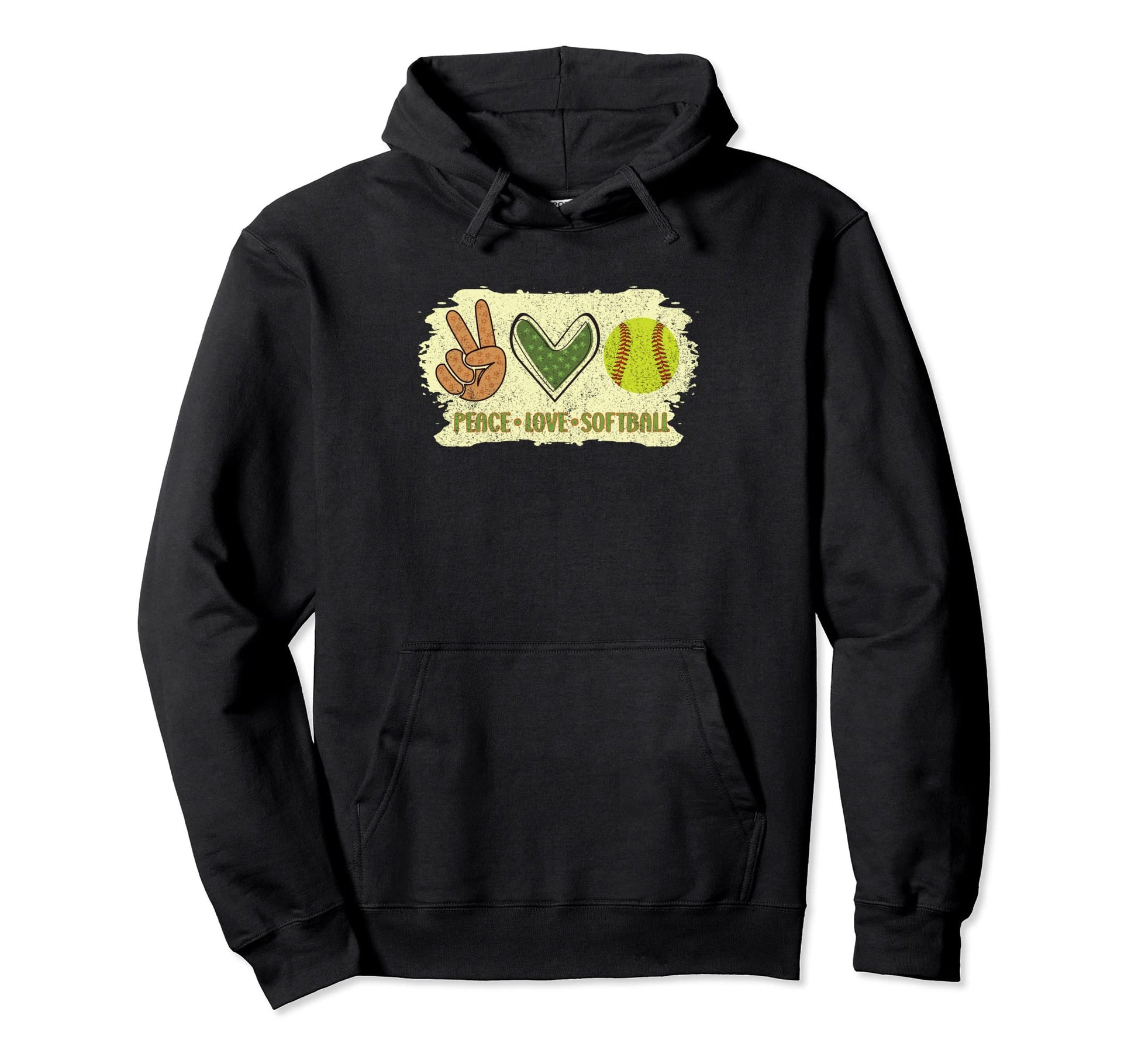Peace Love Softball Hoodie - Trendy Graphic Men Women - T-Shirt, Sweatshirt, Hoodie