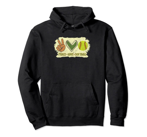 Peace Love Softball Hoodie - Trendy Graphic Men Women - T-Shirt, Sweatshirt, Hoodie
