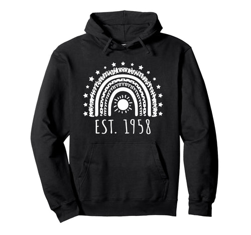 Est 1958 Rainbow Established 1958 Hoodie - Custom Art Print Men Women - T-Shirt, Sweatshirt, Hoodie