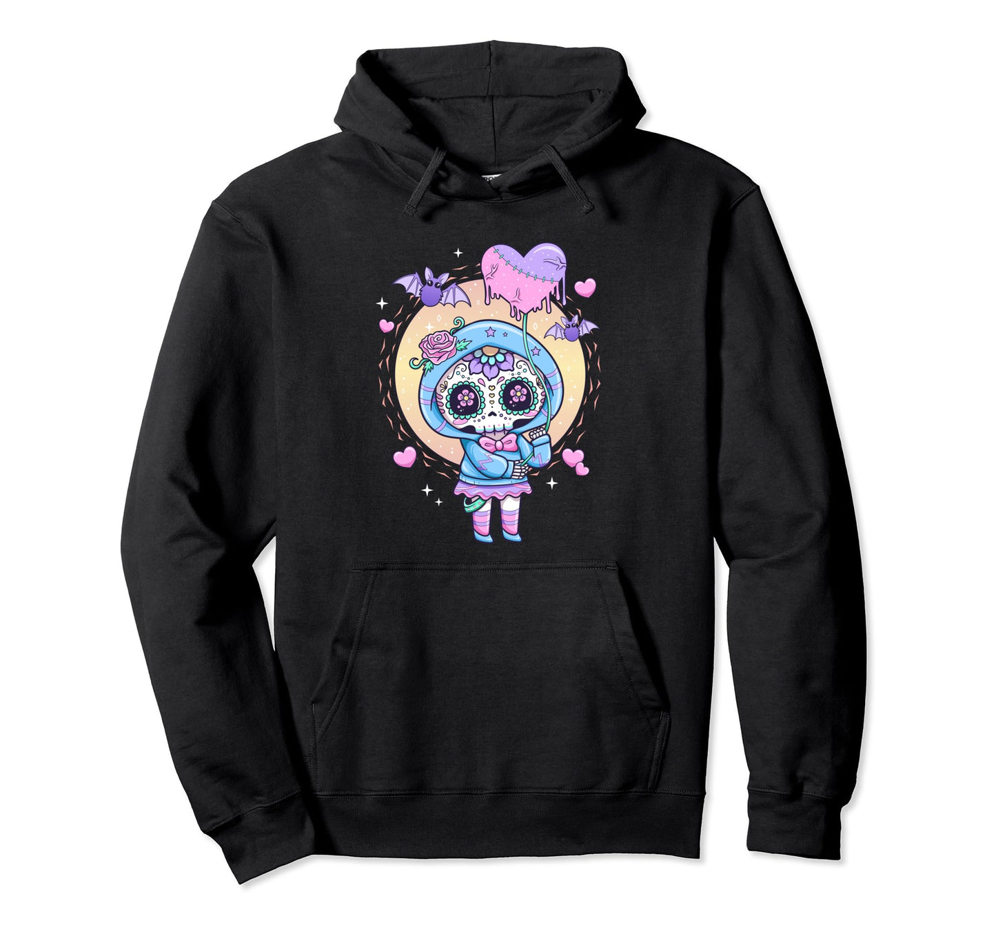 Kawaii Pastel Goth Creepy Sugar Skull Day Hoodie - Custom Art Print Unisex - T-Shirt, Sweatshirt, Hoodie