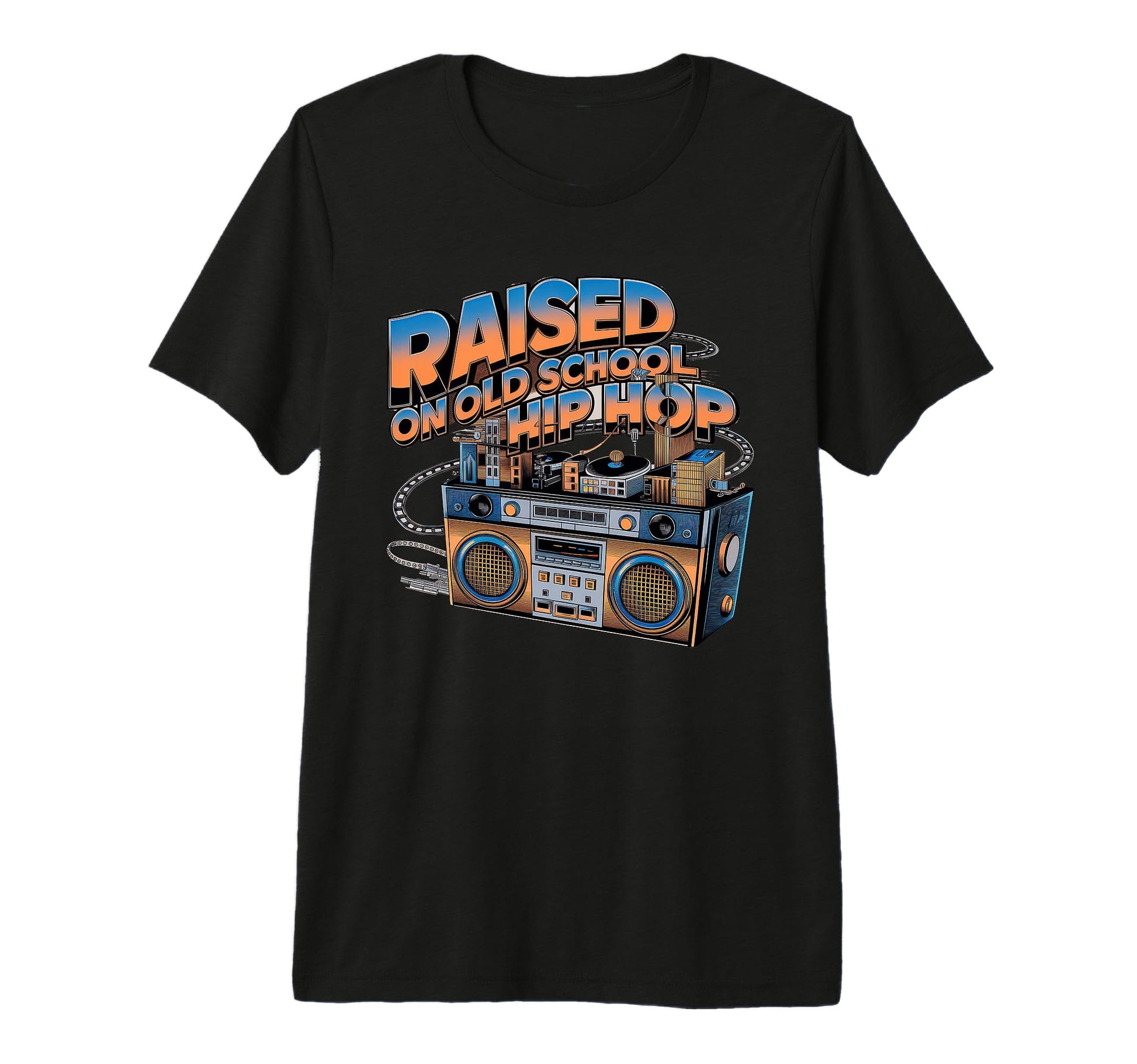 Raised Old School Hip Hop Cassette T-Shirt - Graphic Print Men Women - T-Shirt, Sweatshirt, Hoodie