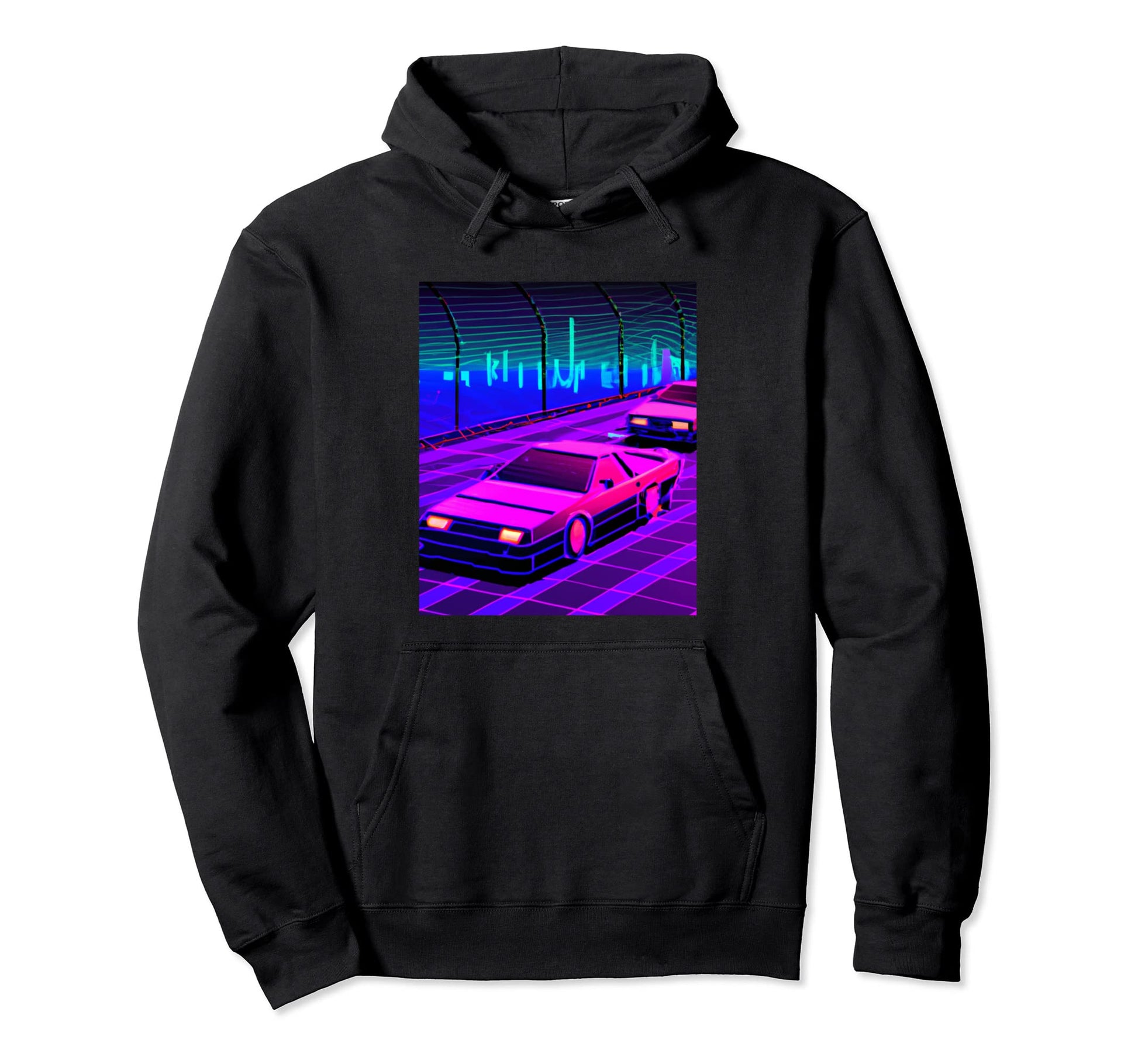 Vaporwave Car Synthwave City Vaporwave Hoodie - Graphic Print for Adults - T-Shirt, Sweatshirt, Hoodie