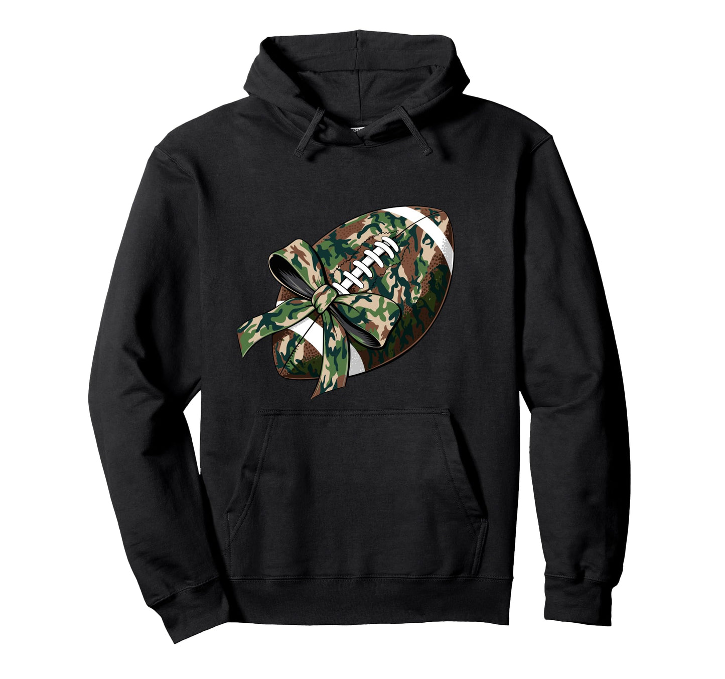 Camo Football Coquette Bow Football Hoodie - Aesthetic Graphic Men Women - T-Shirt, Sweatshirt, Hoodie