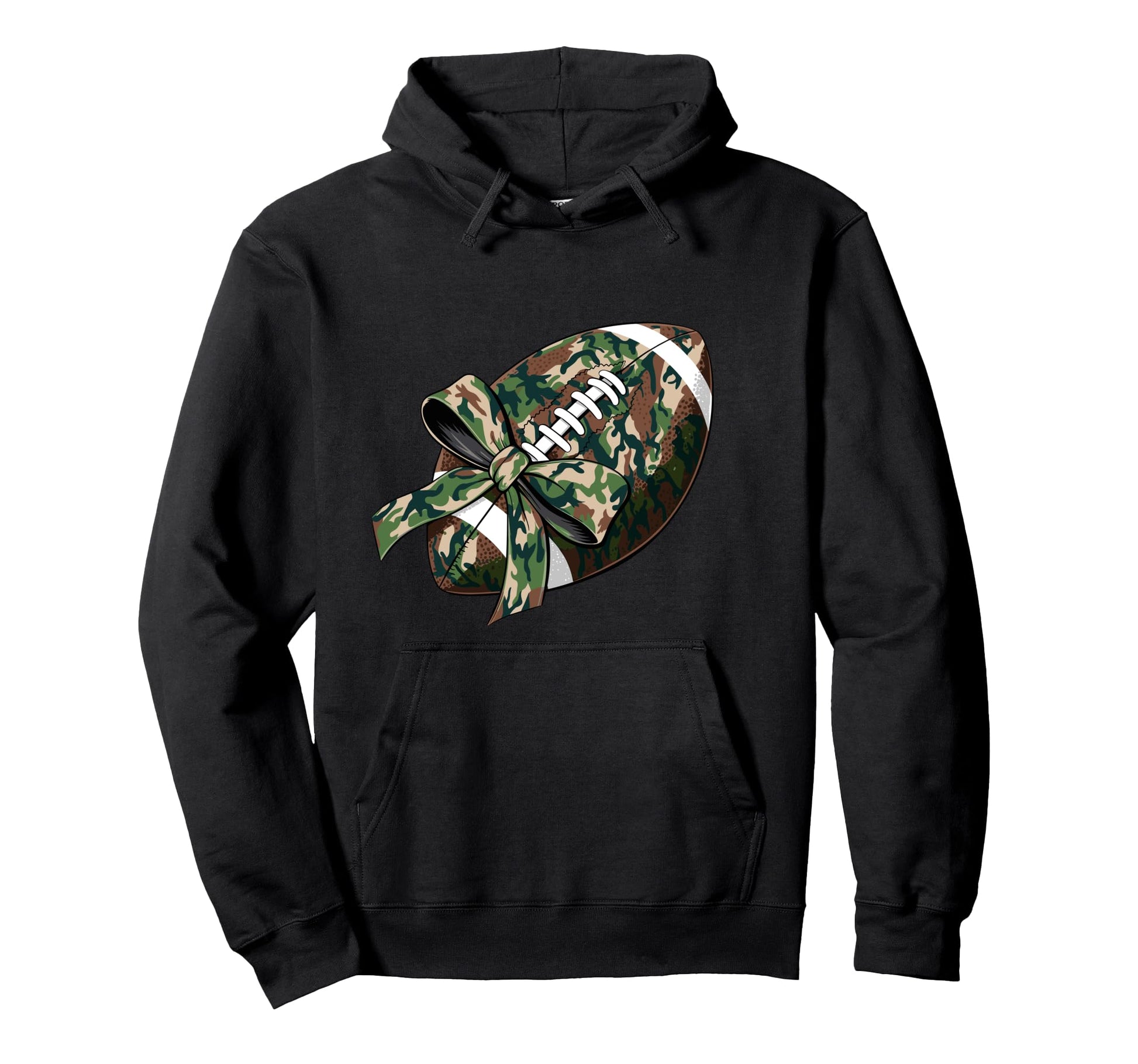 Camo Football Coquette Bow Football Hoodie - Aesthetic Graphic Men Women - T-Shirt, Sweatshirt, Hoodie