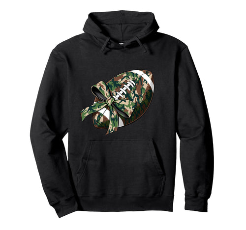 Camo Football Coquette Bow Football Hoodie - Aesthetic Graphic Men Women - T-Shirt, Sweatshirt, Hoodie