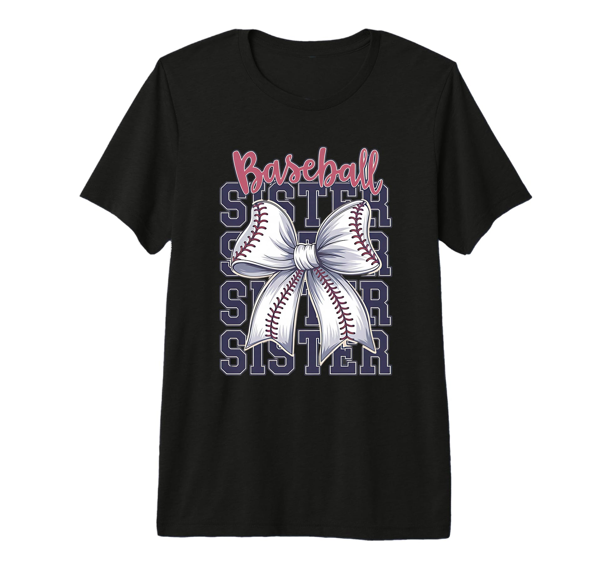 Baseball Sister Coquette Bow Tri T-Shirt - Custom Art Print for Adults - T-Shirt, Sweatshirt, Hoodie