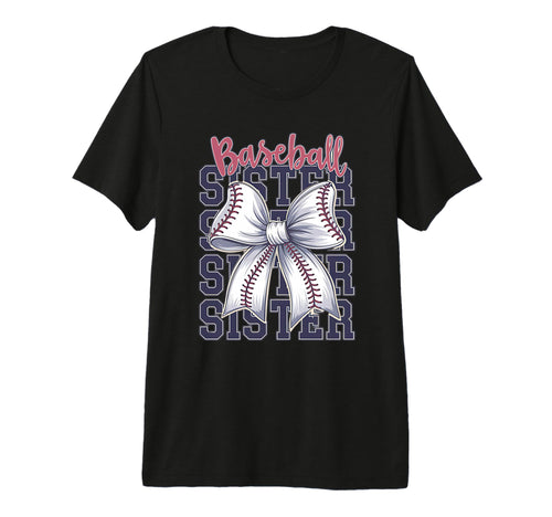 Baseball Sister Coquette Bow Tri T-Shirt - Custom Art Print for Adults - T-Shirt, Sweatshirt, Hoodie