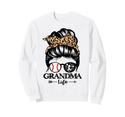 Grandma Life Messy Bun Hair Funny Sweatshirt - Unique Graphic Unisex - T-Shirt, Sweatshirt, Hoodie