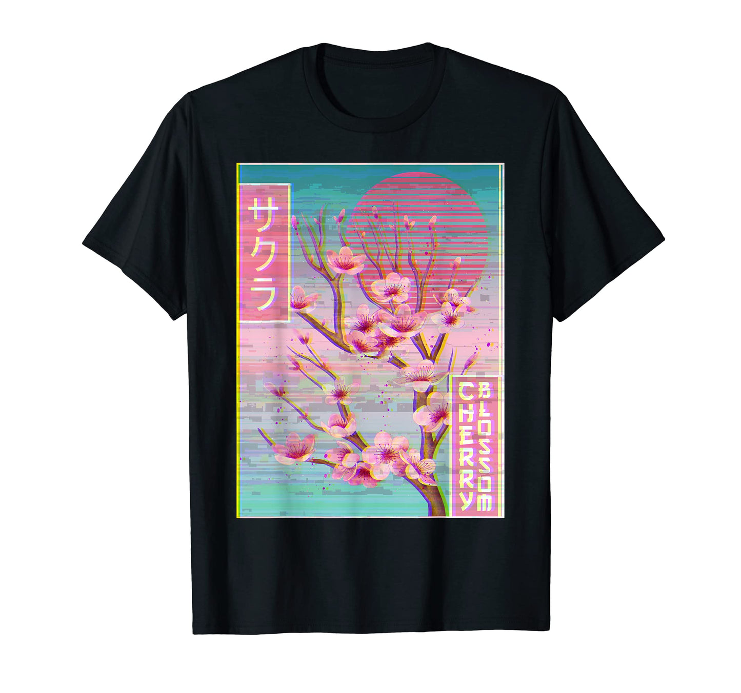 Sakura Cherry Blossom Vaporwave T-Shirt - Casual Everyday Wear for Adults - T-Shirt, Sweatshirt, Hoodie