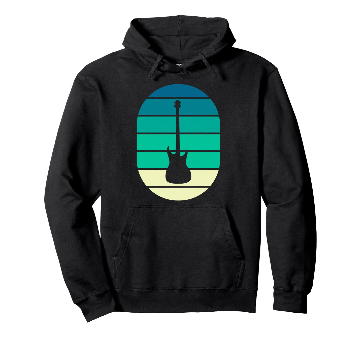 Rock Guitar Silhouette Ocean Sunset Hoodie - Minimalist Print Men Women - T-Shirt, Sweatshirt, Hoodie