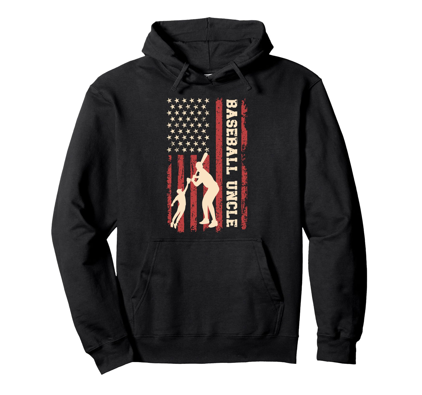 Proud Baseball Uncle Us Flag Baseball Hoodie - Casual Everyday Wear Unisex - T-Shirt, Sweatshirt, Hoodie