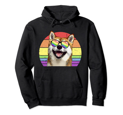 Lgbtq Shiba Inu Dog Rainbow Love Pride Hoodie - Novelty Apparel for Adults - T-Shirt, Sweatshirt, Hoodie