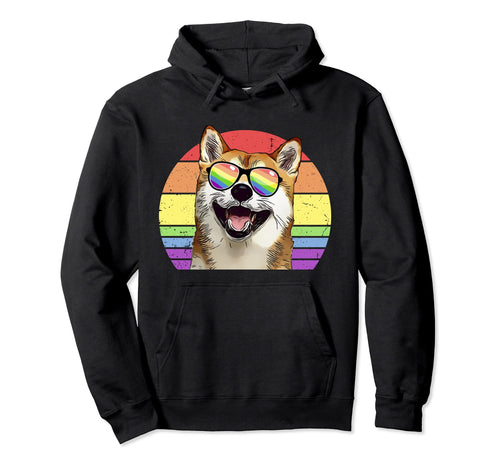 Lgbtq Shiba Inu Dog Rainbow Love Pride Hoodie - Novelty Apparel for Adults - T-Shirt, Sweatshirt, Hoodie