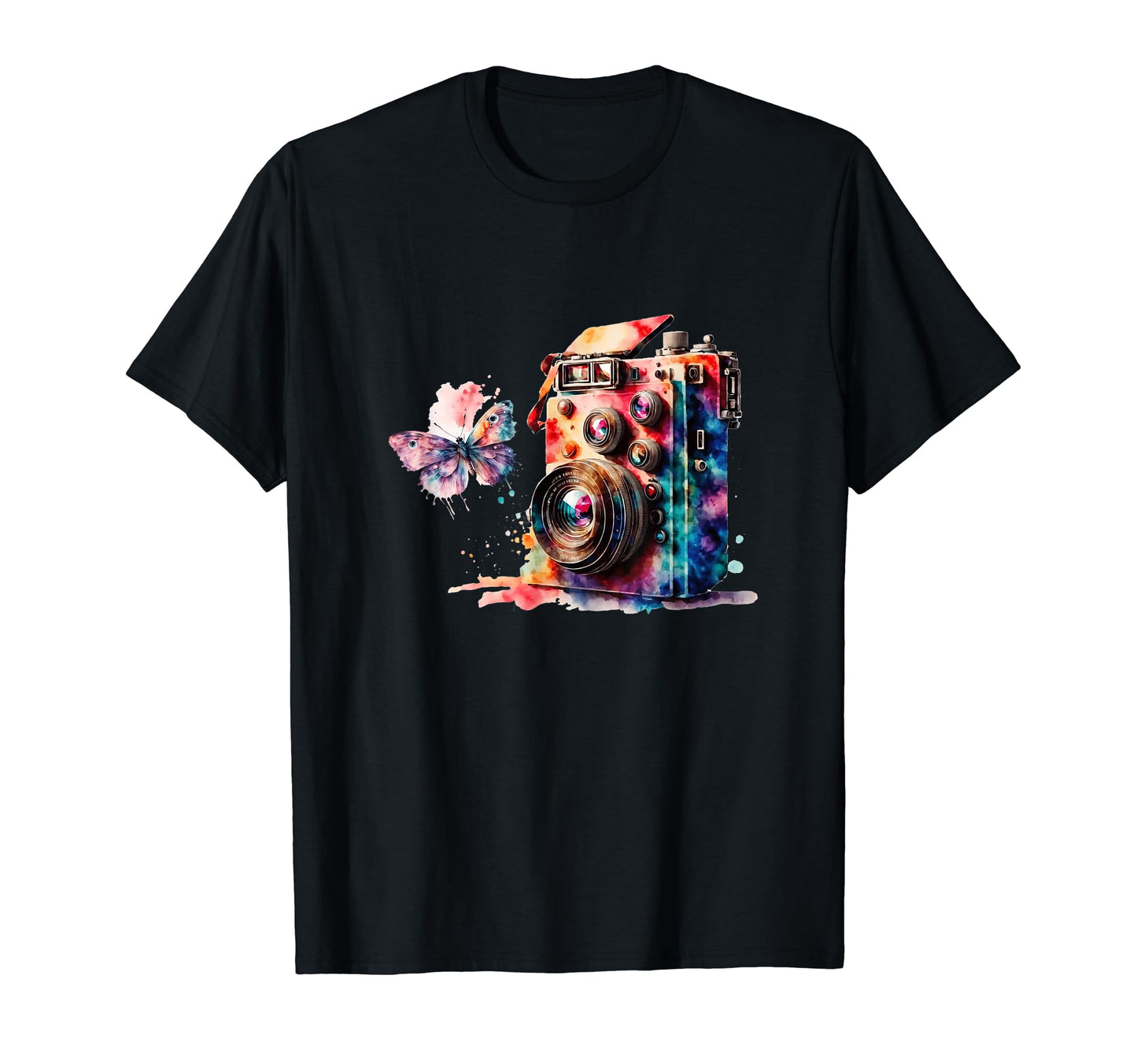 Color Splash Camera Butterfly T-Shirt - Novelty Apparel Unisex - T-Shirt, Sweatshirt, Hoodie