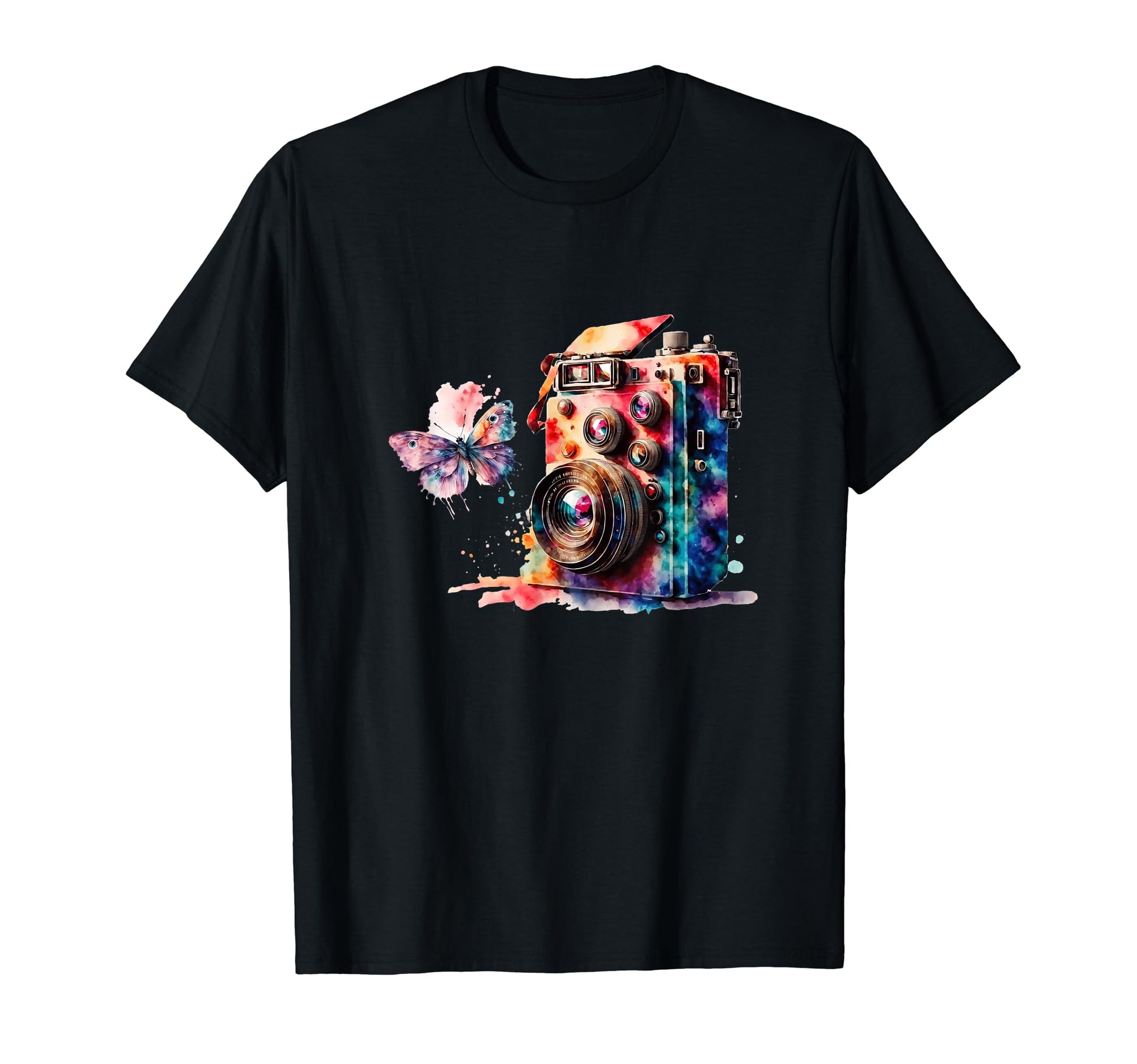 Color Splash Camera Butterfly T-Shirt - Novelty Apparel Unisex - T-Shirt, Sweatshirt, Hoodie