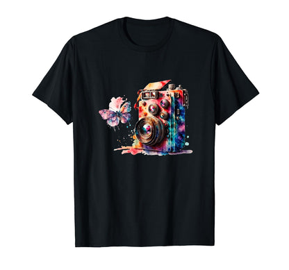 Color Splash Camera Butterfly T-Shirt - Novelty Apparel Unisex - T-Shirt, Sweatshirt, Hoodie