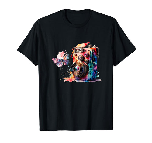 Color Splash Camera Butterfly T-Shirt - Novelty Apparel Unisex - T-Shirt, Sweatshirt, Hoodie