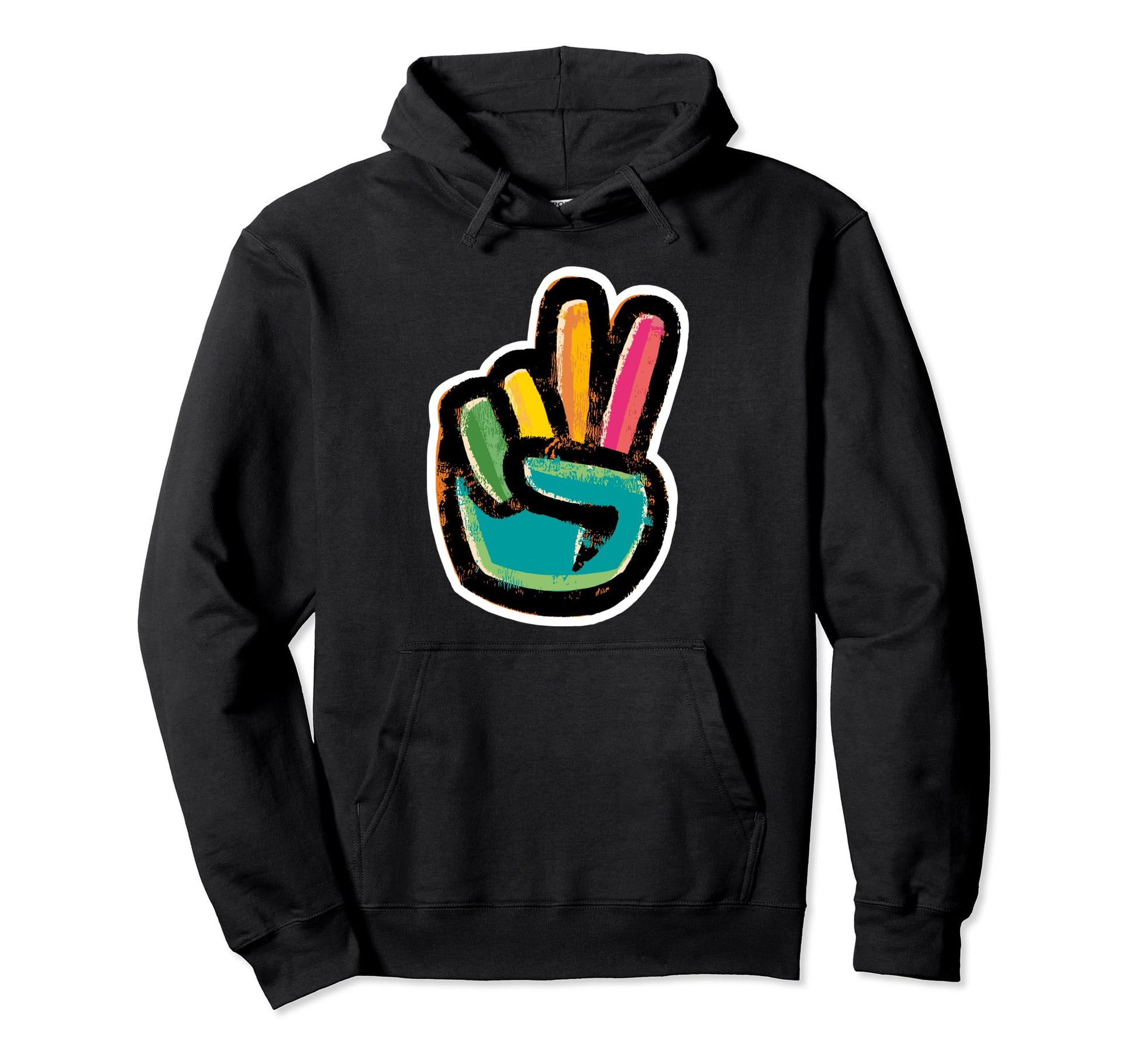 Peace Sign Colorful Hand Anti War Hoodie - Minimalist Print Unisex - T-Shirt, Sweatshirt, Hoodie