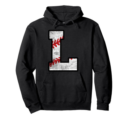 Distressed Baseball Letter L Hoodie - Casual Everyday Wear for Adults - T-Shirt, Sweatshirt, Hoodie